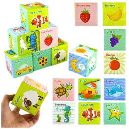 LEAN Toys Klocki Edukacyjne Kostki Kolorowe Literki Zwierzątka Nauka 8ele.