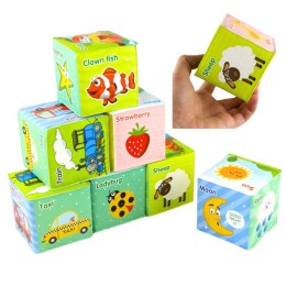 LEAN Toys Klocki Edukacyjne Kostki Kolorowe Literki Zwierzątka Nauka 8ele.