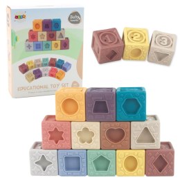LEAN Toys Klocki Miękkie Sensoryczne Edukacyjne Strukturowe Kolorowe 12szt