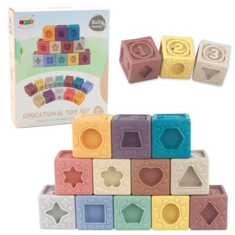 LEAN Toys Klocki Miękkie Sensoryczne Edukacyjne Strukturowe Kolorowe 12szt LEAN Toys Klocki Miękkie Sensoryczne Edukacyjne Strukturowe Kolorowe 12szt