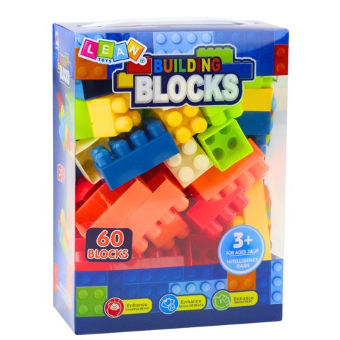 LEAN Toys Klocki W Pudełku Edukacyjne Duże Budowlane Zestaw Kolorowe 60 ele. LEAN Toys Klocki W Pudełku Edukacyjne Duże Budowlane Zestaw Kolorowe 60 ele.
