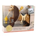 LEAN Toys Koń Z Długą Grzywą Siodło Puchar Szczotka Akcesoria Brązowy