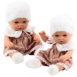 LEAN Toys Lalka Bobas Beżowa Sukienka Czapka Kołnierzyk Skarpetki
