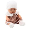 LEAN Toys Lalka Bobas Beżowa Sukienka Czapka Kołnierzyk Skarpetki