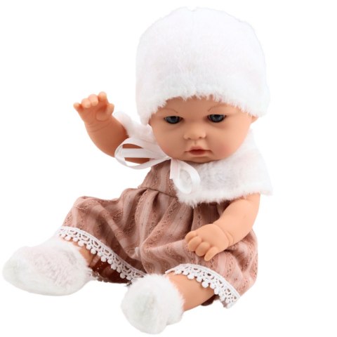 LEAN Toys Lalka Bobas Beżowa Sukienka Czapka Kołnierzyk Skarpetki LEAN Toys Lalka Bobas Beżowa Sukienka Czapka Kołnierzyk Skarpetki
