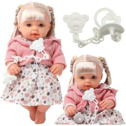 LEAN Toys Lalka Bobas Dziewczynka Sukienka Sweterek Smoczek Dźwięki