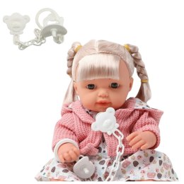 LEAN Toys Lalka Bobas Dziewczynka Sukienka Sweterek Smoczek Dźwięki