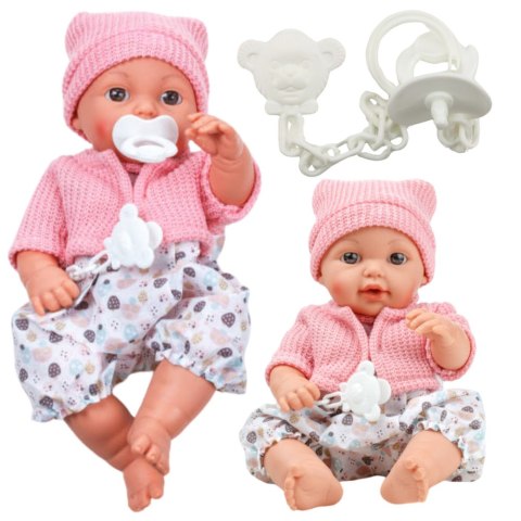 LEAN Toys Lalka Bobas Niemowlę Czapka Sweterek Smoczek Dźwięki LEAN Toys Lalka Bobas Niemowlę Czapka Sweterek Smoczek Dźwięki