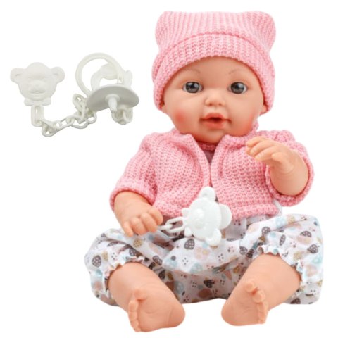 LEAN Toys Lalka Bobas Niemowlę Czapka Sweterek Smoczek Dźwięki LEAN Toys Lalka Bobas Niemowlę Czapka Sweterek Smoczek Dźwięki