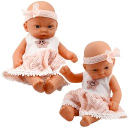 LEAN Toys Lalka Bobas Różowa Sukienka Z Koronką i Gwiazdką Opaska