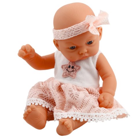 LEAN Toys Lalka Bobas Różowa Sukienka Z Koronką i Gwiazdką Opaska LEAN Toys Lalka Bobas Różowa Sukienka Z Koronką i Gwiazdką Opaska