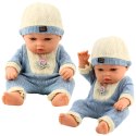 LEAN Toys Lalka Bobas W Dzianinowym Niebieskim Ubranku Czapeczka