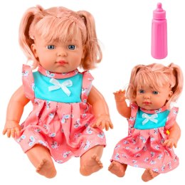 LEAN Toys Lalka Bobas W Kolorowej Sukience Kucyki Butelka Dźwięk