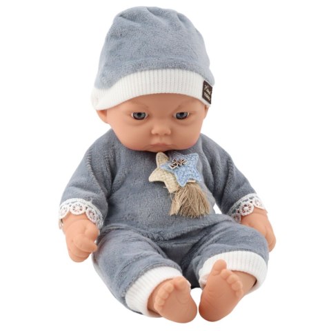 LEAN Toys Lalka Bobas W Szarej Piżamce z Gwiazdkami Czapeczka LEAN Toys Lalka Bobas W Szarej Piżamce z Gwiazdkami Czapeczka