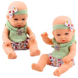 LEAN Toys Lalka Bobas Zielone Ubranko W Kwiatki Opaska Z Kokardką
