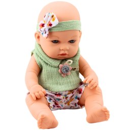 LEAN Toys Lalka Bobas Zielone Ubranko W Kwiatki Opaska Z Kokardką