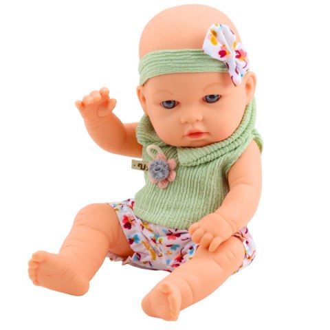 LEAN Toys Lalka Bobas Zielone Ubranko W Kwiatki Opaska Z Kokardką LEAN Toys Lalka Bobas Zielone Ubranko W Kwiatki Opaska Z Kokardką
