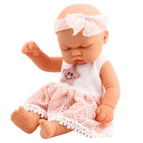 LEAN Toys Lalka Śpiący Bobas Różowa Sukienka Z Koronką i Gwiazdką Opaska LEAN Toys Lalka Śpiący Bobas Różowa Sukienka Z Koronką i Gwiazdką Opaska