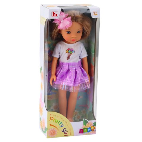 LEAN Toys Lalka W Fioletowej Sukience Długie Brązowe Włosy Spinka Kwiat LEAN Toys Lalka W Fioletowej Sukience Długie Brązowe Włosy Spinka Kwiat