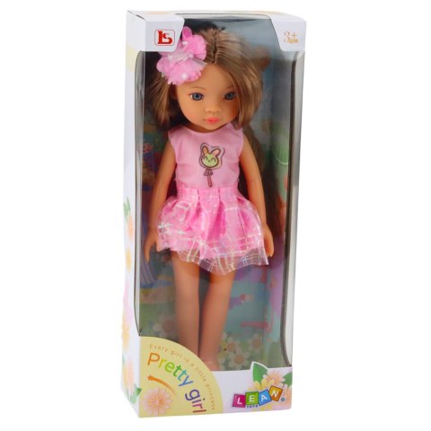 LEAN Toys Lalka W Różowej Sukience Długie Brązowe Włosy Spinka Kwiat LEAN Toys Lalka W Różowej Sukience Długie Brązowe Włosy Spinka Kwiat
