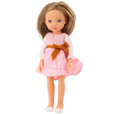 LEAN Toys Lalka W Różowej Sukience z Kokardą Długie Brązowe Włosy LEAN Toys Lalka W Różowej Sukience z Kokardą Długie Brązowe Włosy