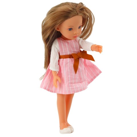 LEAN Toys Lalka W Różowej Sukience z Kokardą Długie Brązowe Włosy LEAN Toys Lalka W Różowej Sukience z Kokardą Długie Brązowe Włosy
