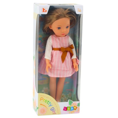 LEAN Toys Lalka W Różowej Sukience z Kokardą Długie Brązowe Włosy LEAN Toys Lalka W Różowej Sukience z Kokardą Długie Brązowe Włosy