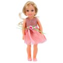 LEAN Toys Lalka W Sukience z Kokardką Długie Włosy Różowa Grzebień 38cm