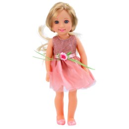LEAN Toys Lalka W Sukience z Kokardką Długie Włosy Różowa Grzebień 38cm