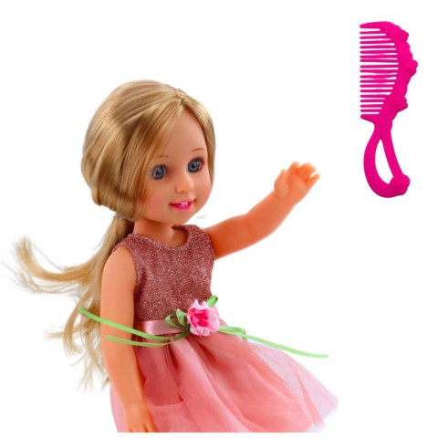 LEAN Toys Lalka W Sukience z Kokardką Długie Włosy Różowa Grzebień 38cm LEAN Toys Lalka W Sukience z Kokardką Długie Włosy Różowa Grzebień 38cm