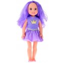 LEAN Toys Lalka W Sukience z Koroną Długie Włosy Fioletowa Szczotka 38cm