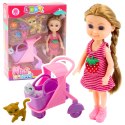 LEAN Toys Mini Lalka Z Akcesoriami Wózek Kotki Zestaw Laleczka Różowa