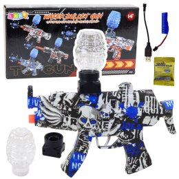 LEAN Toys Pistolet Elektryczny Na Kulki Wodne Grafitti Biało Niebieski