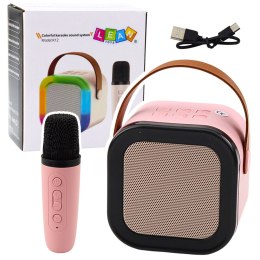 LEAN Toys Zestaw Karaoke Głośnik Mikrofon Bezprzewodowy K12 RGB Bluetooth Różowy