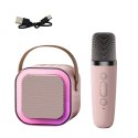 LEAN Toys Zestaw Karaoke Głośnik Mikrofon Bezprzewodowy K12 RGB Bluetooth Różowy