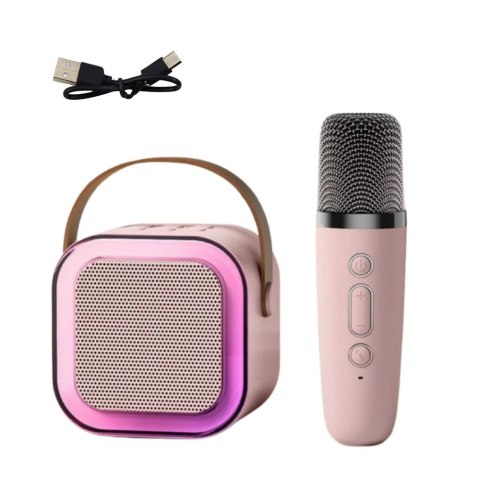 LEAN Toys Zestaw Karaoke Głośnik Mikrofon Bezprzewodowy K12 RGB Bluetooth Różowy LEAN Toys Zestaw Karaoke Głośnik Mikrofon Bezprzewodowy K12 RGB Bluetooth Różowy