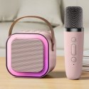 LEAN Toys Zestaw Karaoke Głośnik Mikrofon Bezprzewodowy K12 RGB Bluetooth Różowy