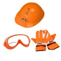 LEAN Toys Zestaw Piła Łańcuchowa Kask Okulary Rękawice Dźwięki