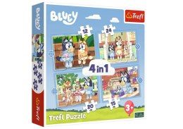 Trefl Puzzle Puzzle - 4w1 (12, 15, 20, 24) - Bluey i jego świat Trefl 34637
