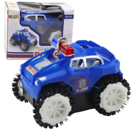 LEAN TOYS Autko Policyjne Przewrotek Czujnik Przeszkód 360° Światła Dźwięki Niebieski