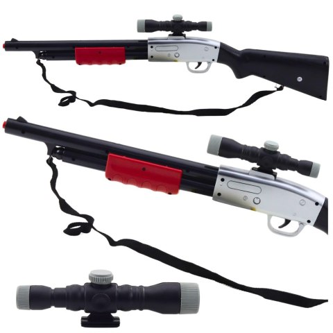 LEAN TOYS Karabin Strzelba Rekwizyt Pasek Na Ramię Luneta Czarny Dźwięki 65cm LEAN TOYS Karabin Strzelba Rekwizyt Pasek Na Ramię Luneta Czarny Dźwięki 65cm