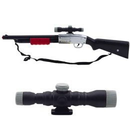 LEAN TOYS Karabin Strzelba Rekwizyt Pasek Na Ramię Luneta Czarny Dźwięki 65cm