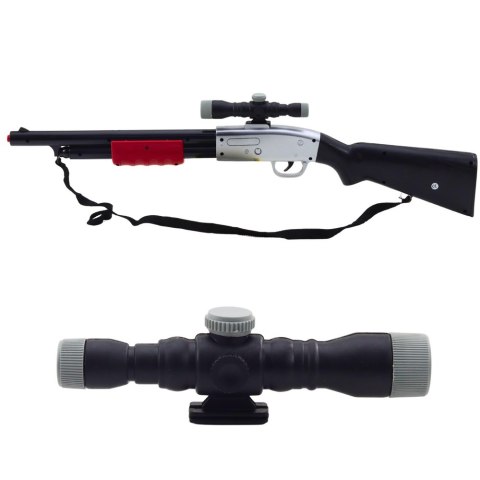 LEAN TOYS Karabin Strzelba Rekwizyt Pasek Na Ramię Luneta Czarny Dźwięki 65cm LEAN TOYS Karabin Strzelba Rekwizyt Pasek Na Ramię Luneta Czarny Dźwięki 65cm