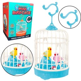 LEAN TOYS Klatka Z Ptaszkami Na Baterie Światła Dźwięki Niebieska