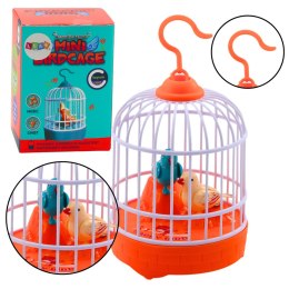 LEAN TOYS Klatka Z Ptaszkami Na Baterie Światła Dźwięki Pomarańczowa