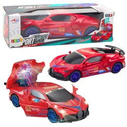 LEAN Toys Auto Sportowe Czujnik Przeszkód Kula Led Obrót 360° Światła Dźwięk Czerwone