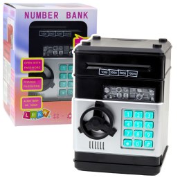 LEAN Toys Bankomat Sejf Skarbonka Światła Dźwięki Kod PIN Czarny