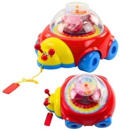 LEAN Toys Biedronka Jeżdżąca Do Ciągnięcia Z Kulkami I Zegarem Kolorowa