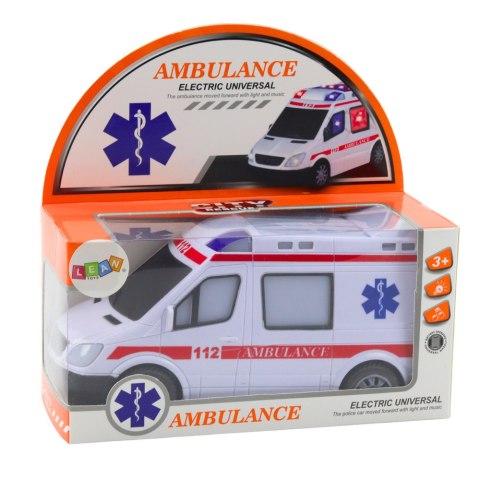 LEAN Toys Karetka Ambulans Na Baterie Światła Dźwięki Biały LEAN Toys Karetka Ambulans Na Baterie Światła Dźwięki Biały