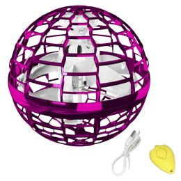 LEAN Toys Latająca Wirująca Kula Flynova Sterowana Ręką Różowa LED 10 cm